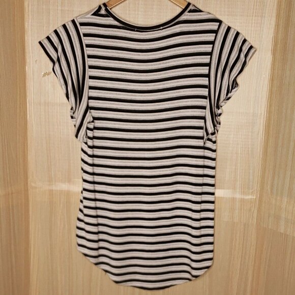 ACOS&A Womens Striped Stretchy Short Sleeve Top Medium - Picture 2 of 5